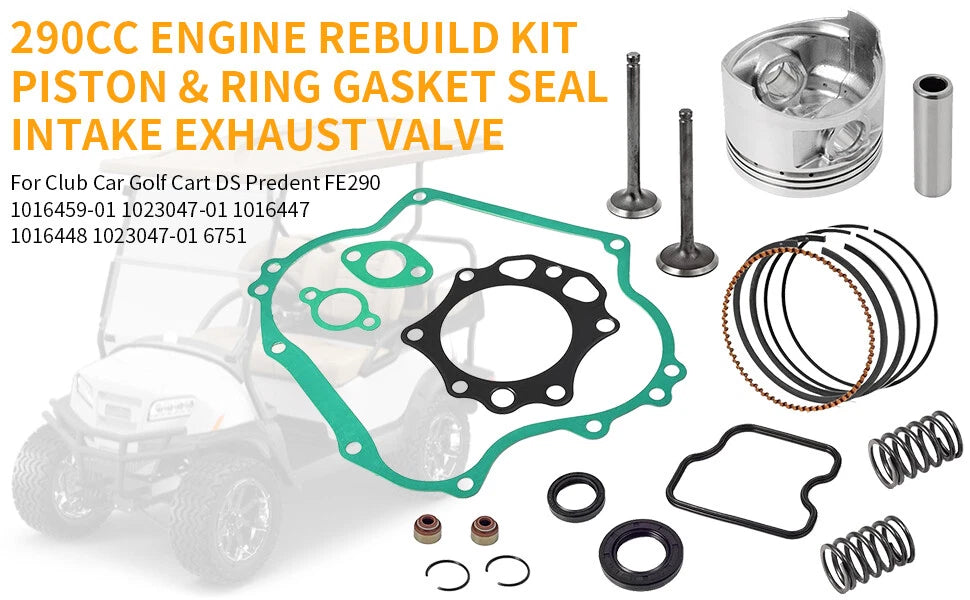 Engine Rebuild Kit Piston Gasket Valve for Club Car FE290 Golf Cart