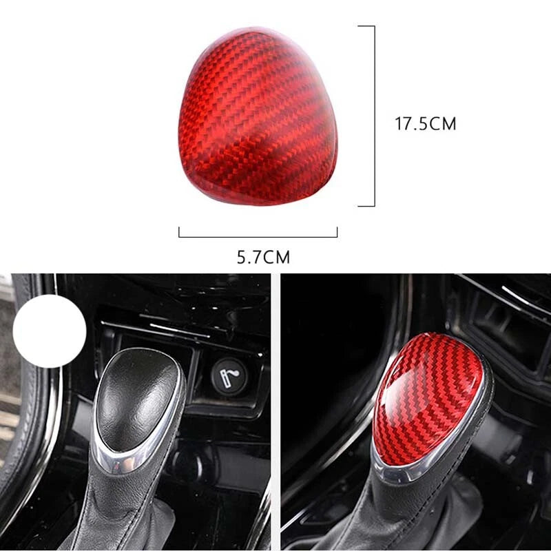 Red Carbon Fiber Gear Shift Knob Head Cover Trim Fit For Cadillac ATS XTS