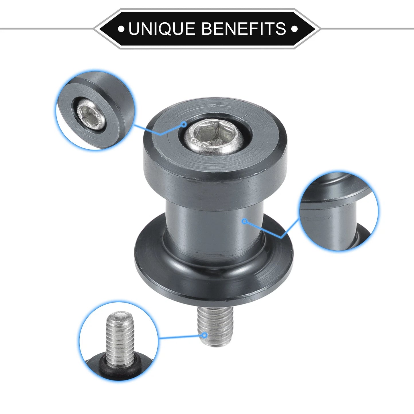 2 x Pair / 6mm / Swingarm Spool Slider Stand Titanium Tone for Motorbike