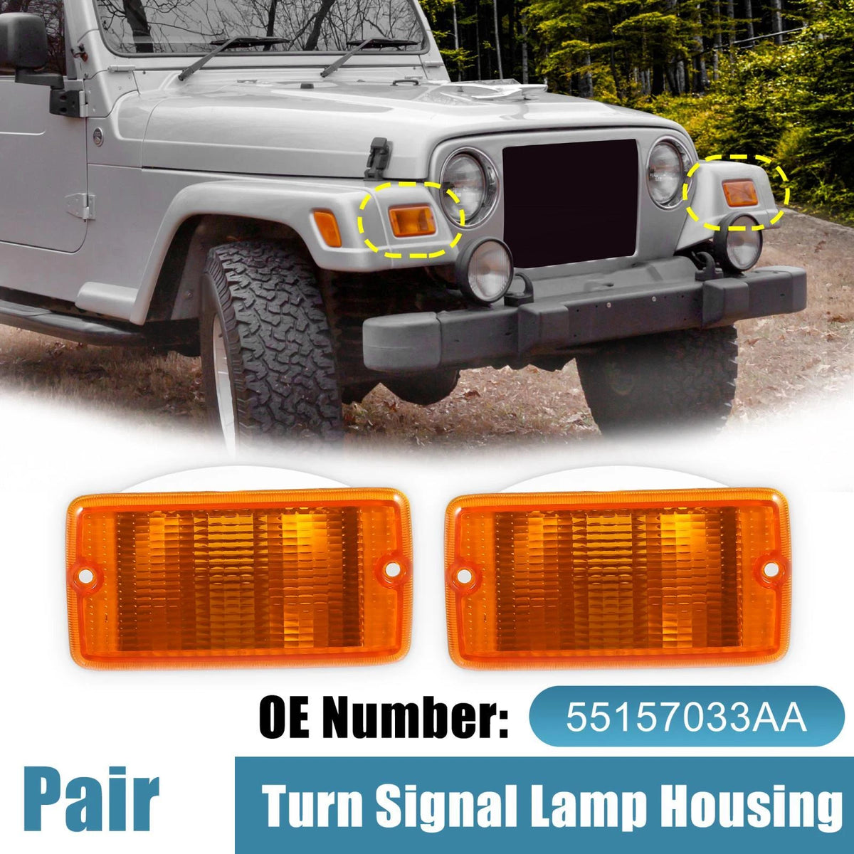 Car Turn Signal Lamp Housing Pair for Jeep Wrangler (2001-2006)