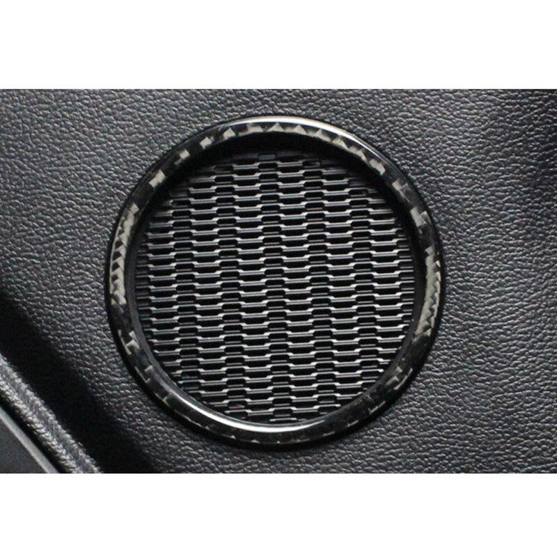 2pcs Carbon Fiber Dorr Side Speaker Cover Ring Trim For Ford Mustang 2015-2018