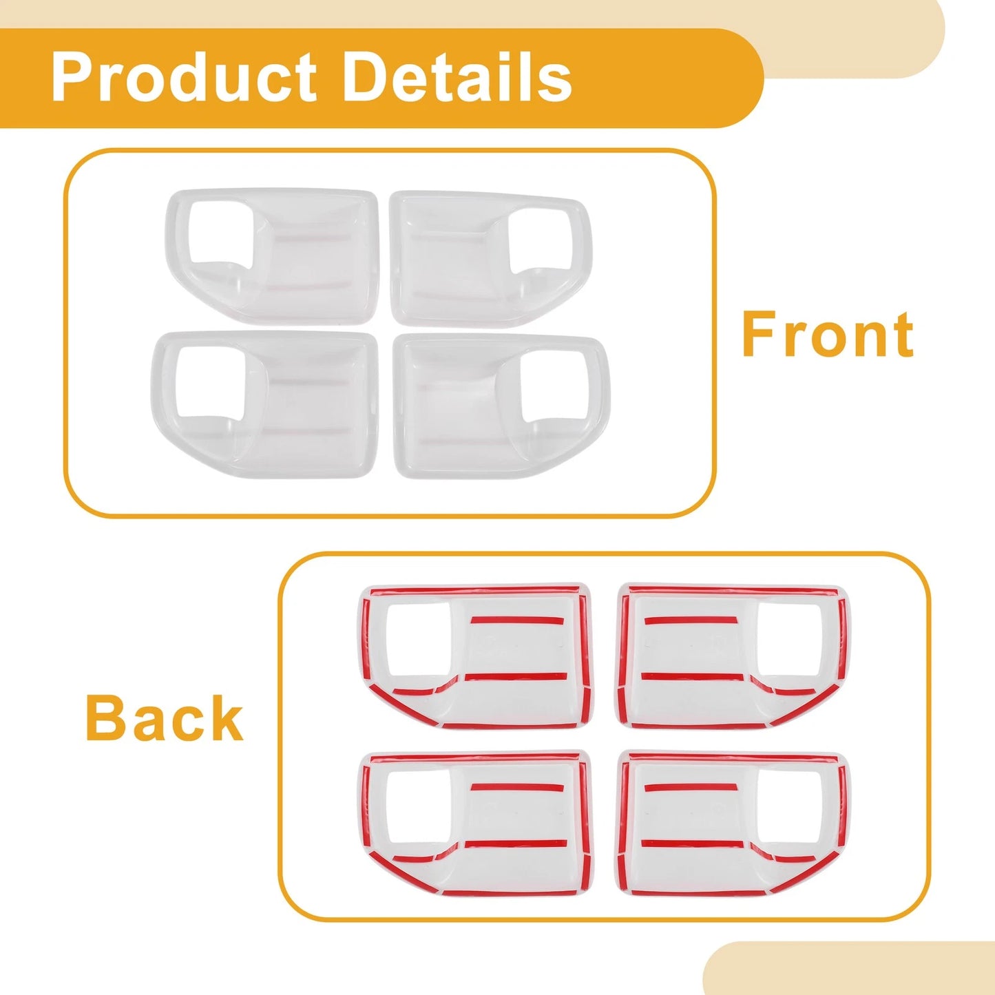 Interior Door Handle Bowl Cover Trim for Jeep Wrangler JK (2011-2017) 4 Pcs