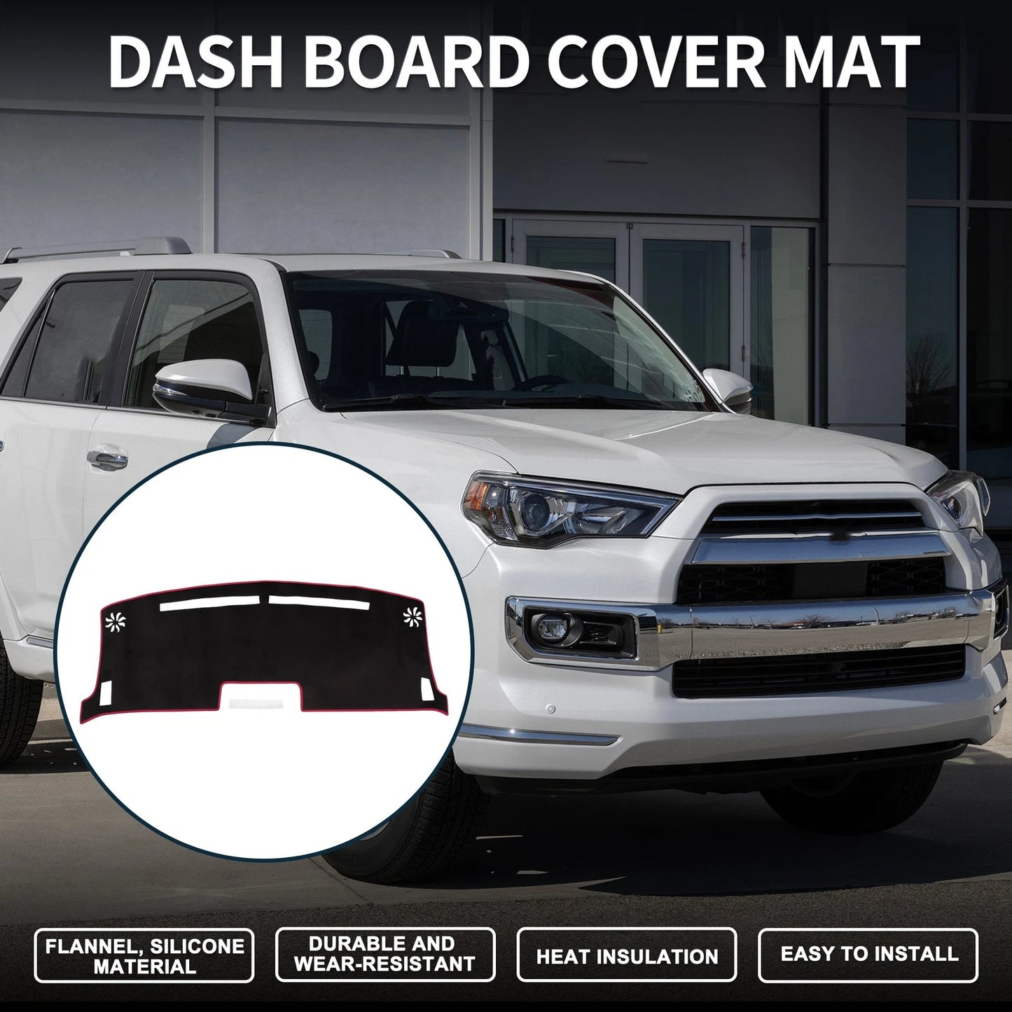 Dashboard Cover Mat for Nissan Moco MG33S Sun Protector Black Red (2011-2016)