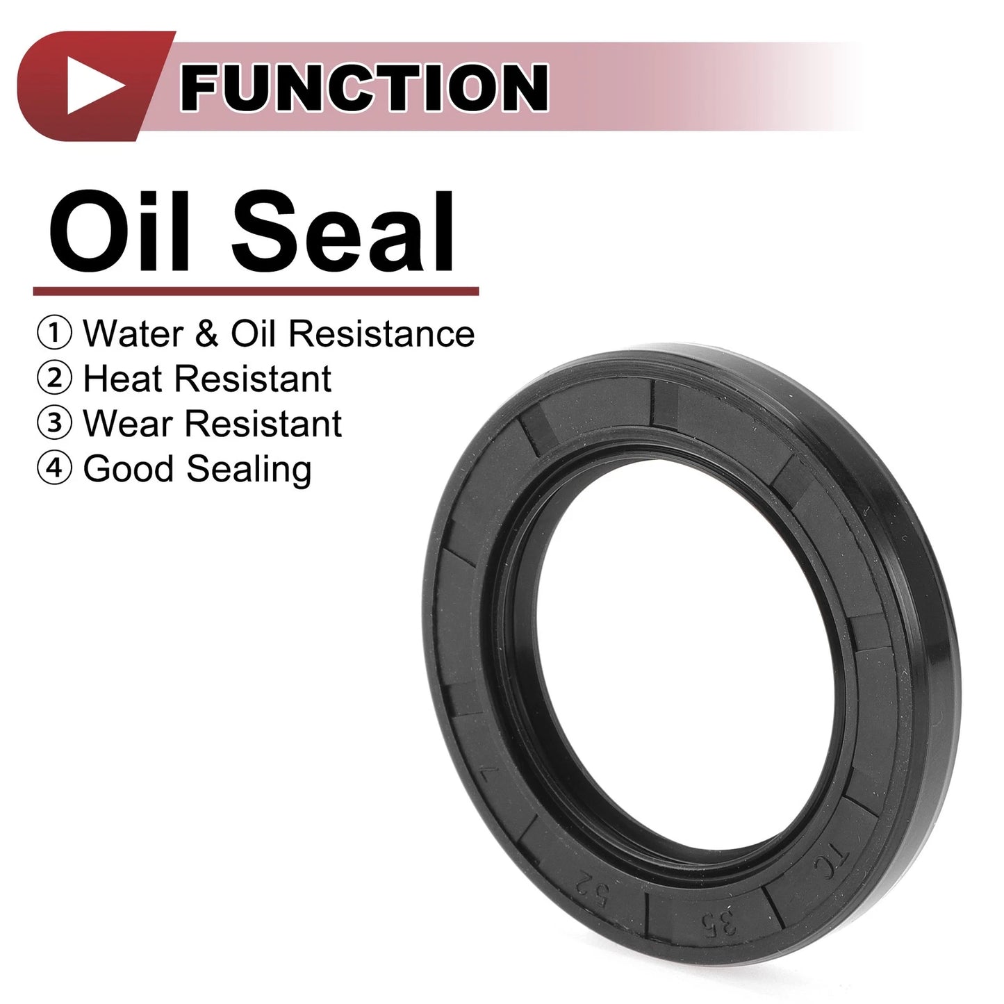 Rotary Shaft Seal 5 Pcs Oil Seal Nitrile 70 Durometer Rubber 35x52x7mm Black