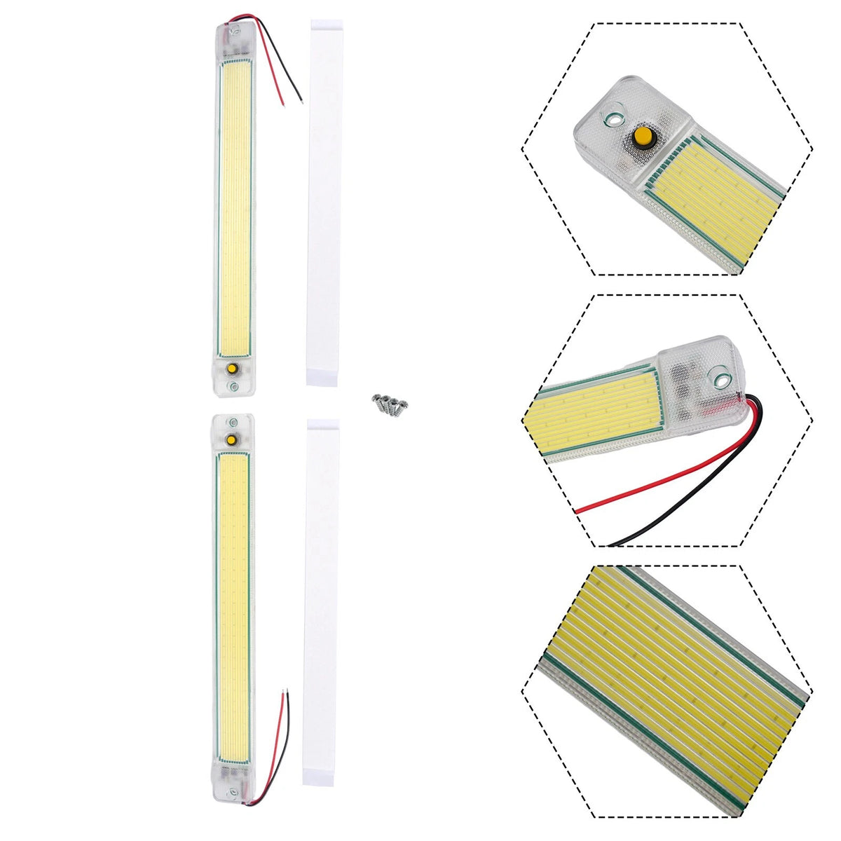 2 x LED Car Interior White Strip Lights Bar Lamp for Car Van Caravan Boat