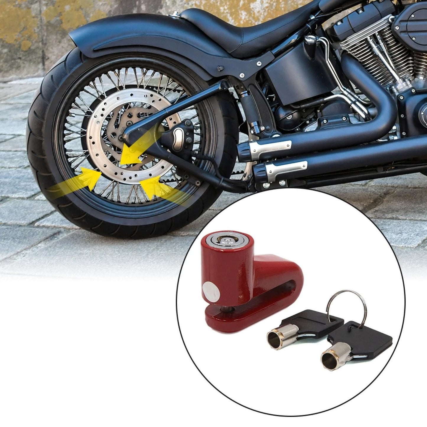 Disc Lock System 2 x Keys for Red Motorcycle