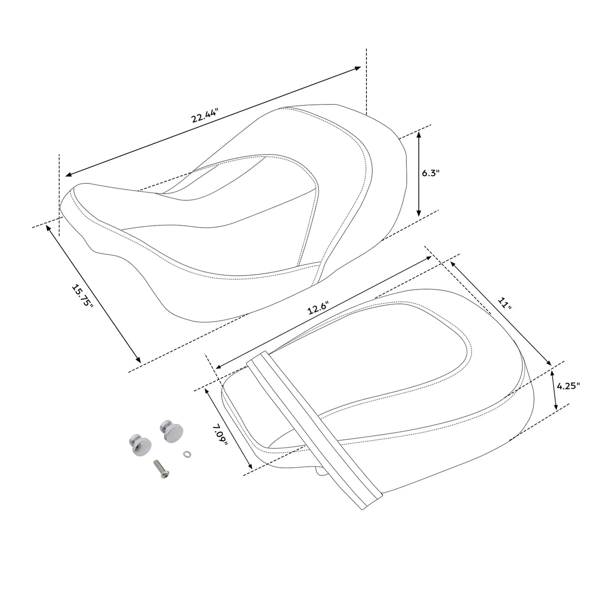 Low Profile Black Driver & Passenger Seats for Harley Street Glide (2009-2023)