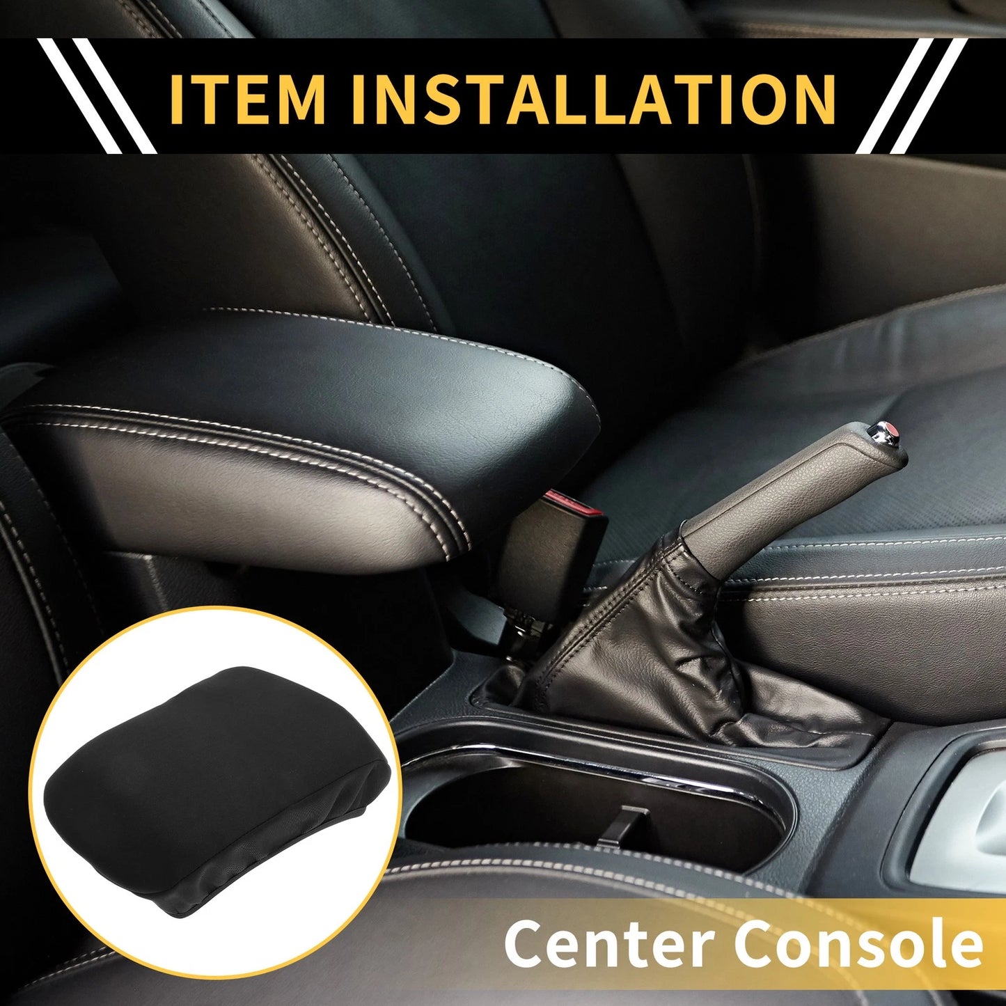 Console Lid Armrest Cover for Chevrolet Microfiber Leather Soft Foam Black