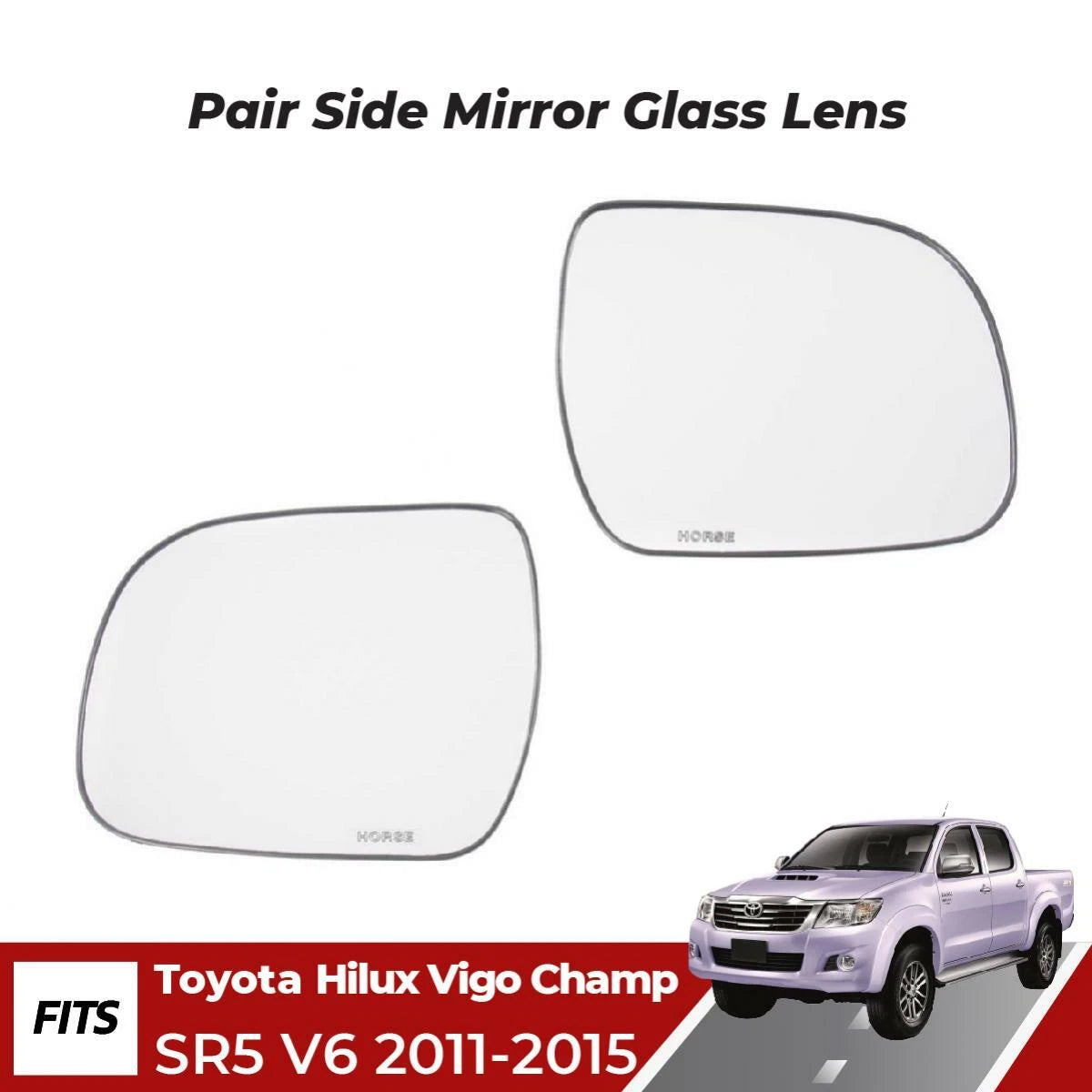 Pair Side Mirror Lens Glass Fits Toyota Hilux Vigo KUN26 V6 GGN25 UTE 2011-15