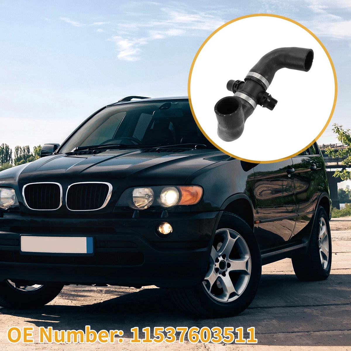 Heater Hose for BMW 528i xDrive 2.0L Rubber Black (2012-2014) 1 x Pcs