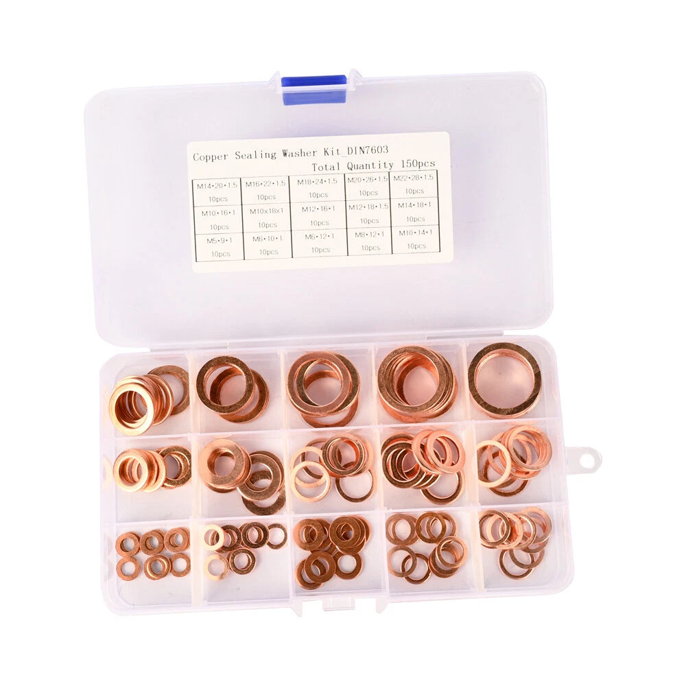 Copper Crush Washer Gasket 150x Flat Ring Seal for M5-M22