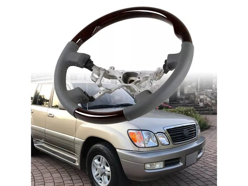 Steering Wheel Wood Grain Leather Grip for Lexus LX470, Toyota Land Cruiser (1998-2007)