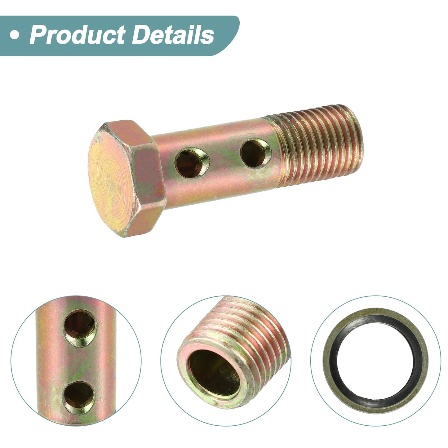 Bolt Screw 2 x M14x1.5 51mm Hollow with Washer for Motorcycle