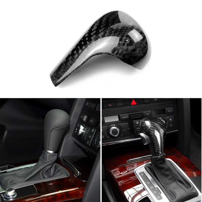 Real Carbon Fiber Gear Shift Knob Head Caps Cover Trim For Audi A4 2009-2012