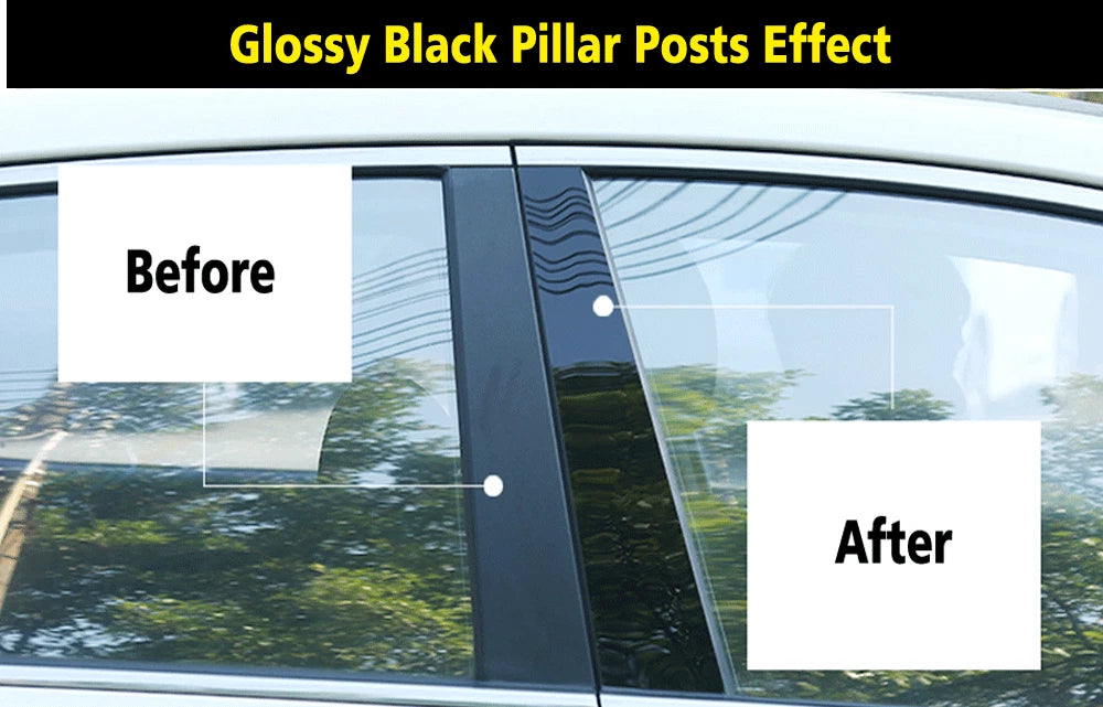Black Pillar Posts / 6pc / Door Trim Cover for Hyundai Santa Fe (2001–2006)