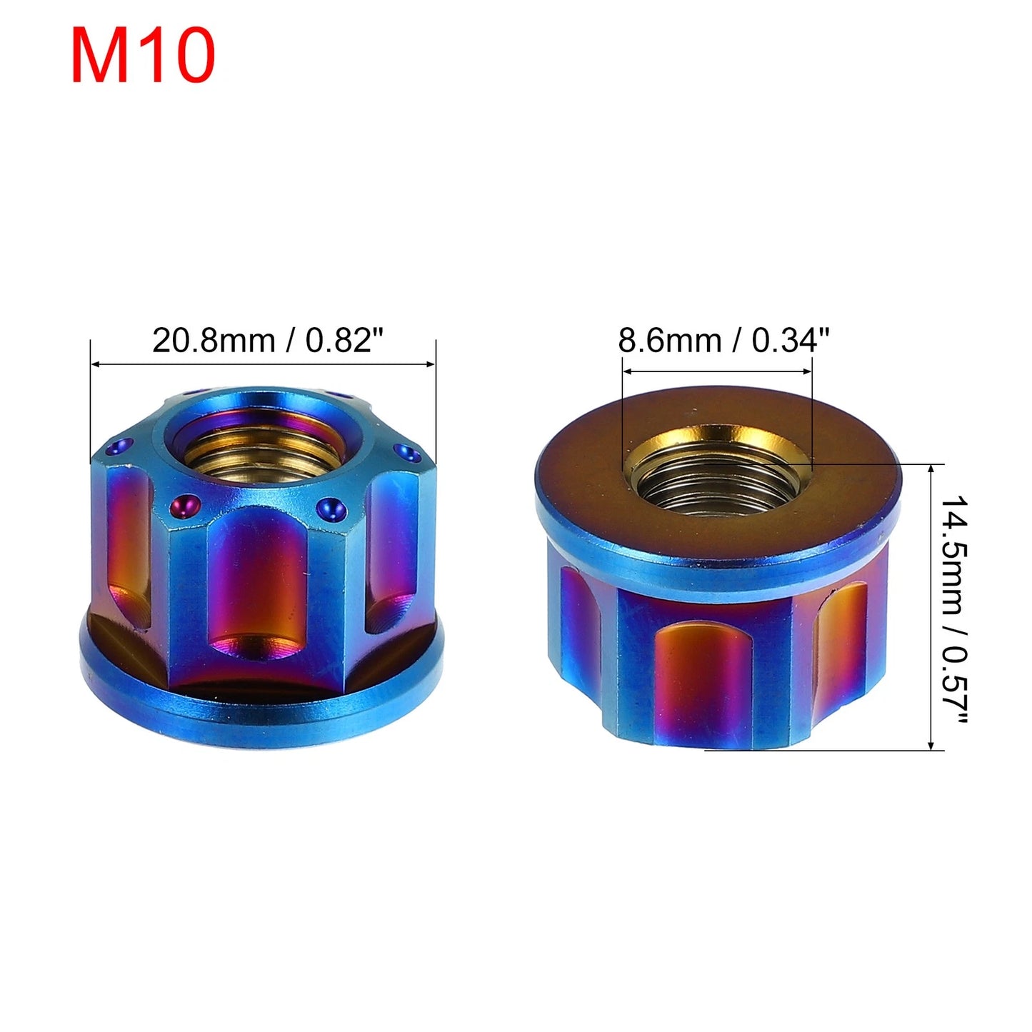 6 x Titanium Alloy M10 Pitch 1.25mm Flange Bolt Nut for Motorcycle Blue
