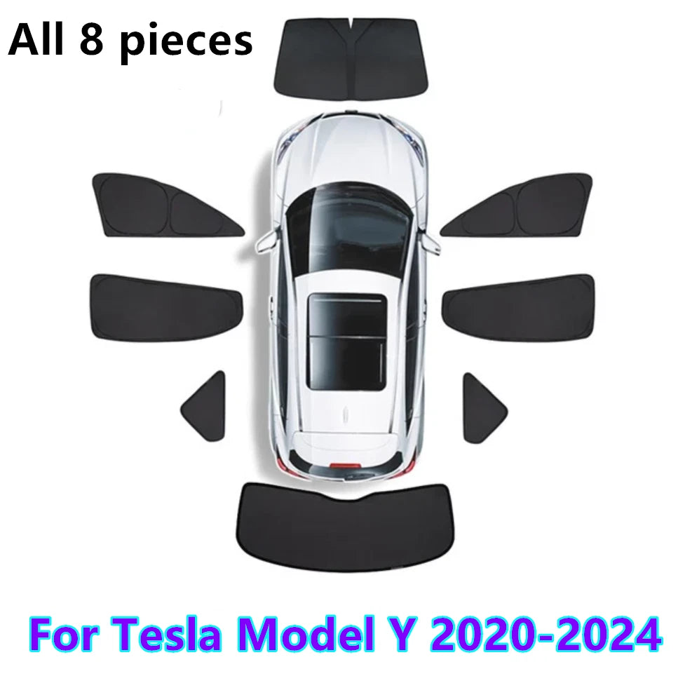 8X Windshield Side Window Privacy Sunshade for Tesla Model Y (2020–2025)