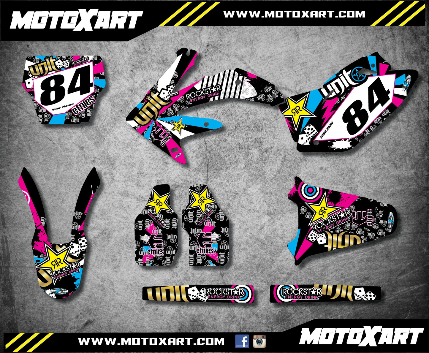 Custom Graphics Full Kit for Honda CRF 450 (2005-2007) RUSH Style Stickers