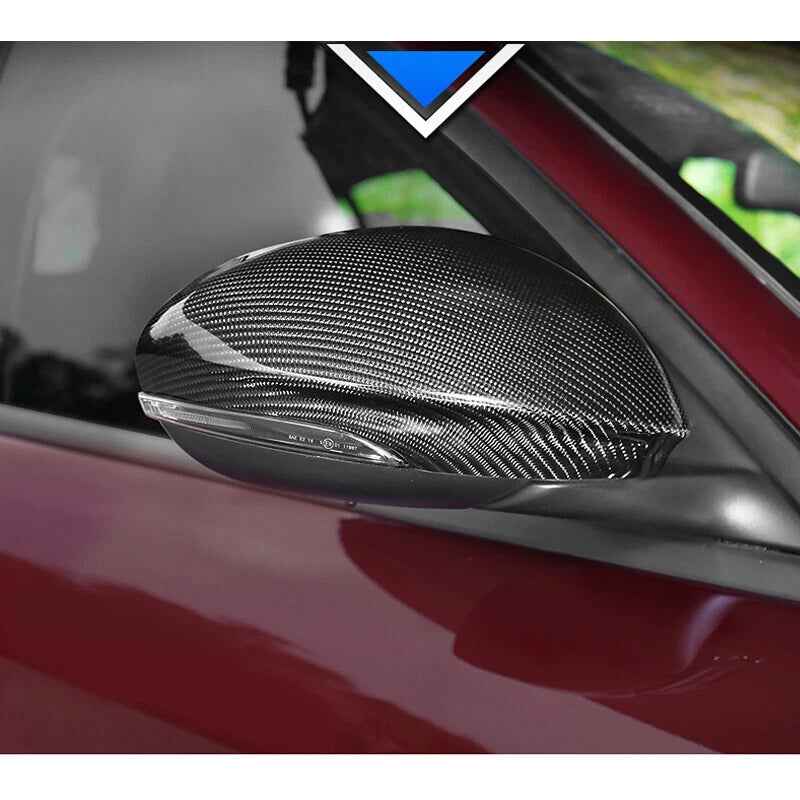 100% Carbon Fiber Stick-on Side Mirror Caps Cover for Alfa Romeo Stelvio 2017-20