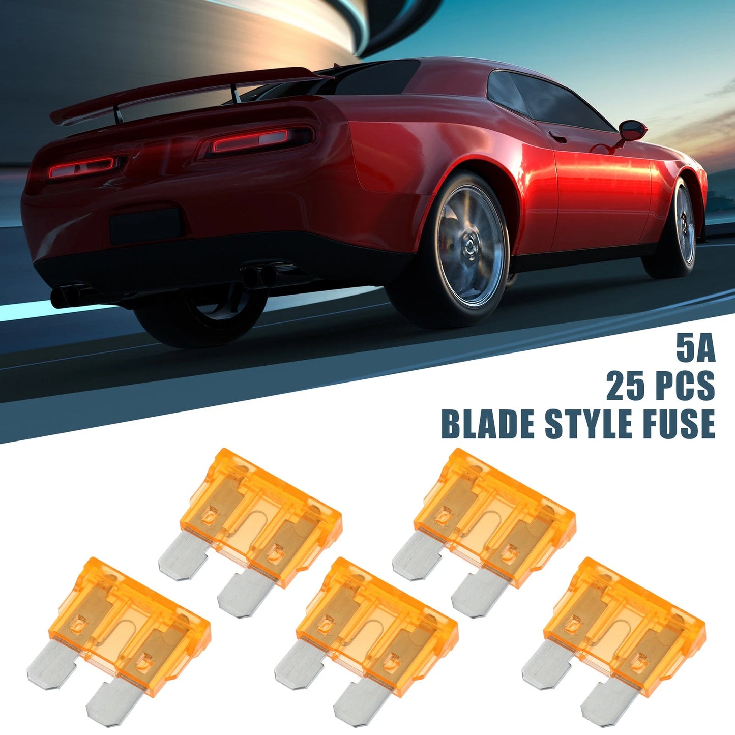 50pcs Mini Blade Fuses 5A for Car, Boat, Truck, SUV, Motorcycle - Orange
