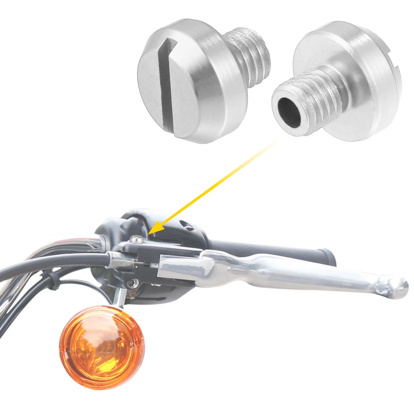 Universal M8 Motorcycle Mirror Screws Mirrors Caps Positive Silver Tone