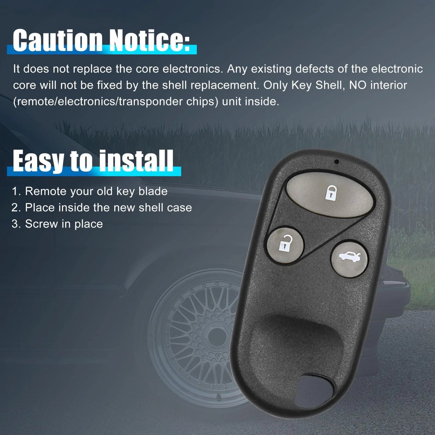 Remote Key Fob Case Shell for Honda Civic CRV Accord (2001-2023)