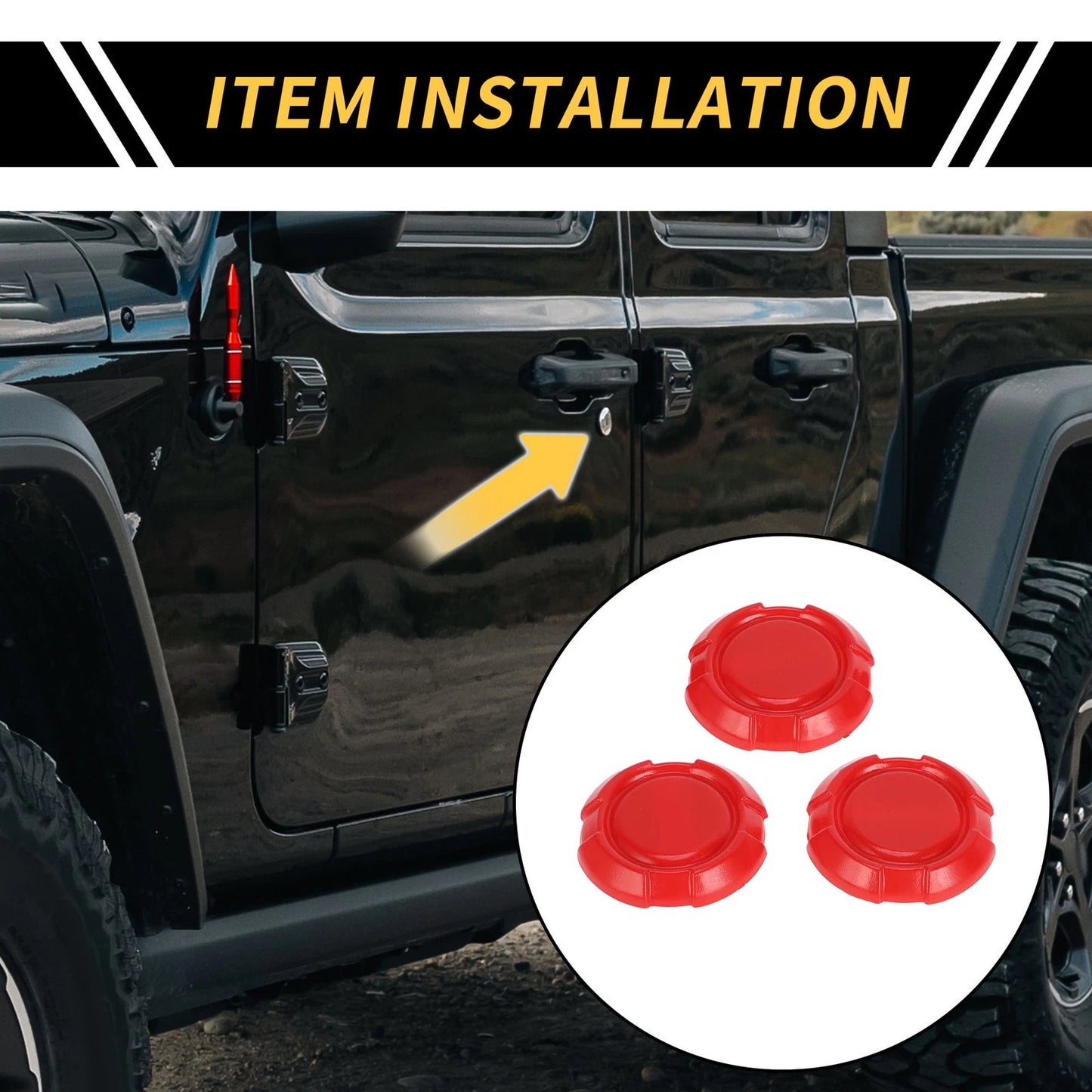 3 x Car Exterior Door Key Jack Covers for Jeep Wrangler JL JLU 2018-2022 Red