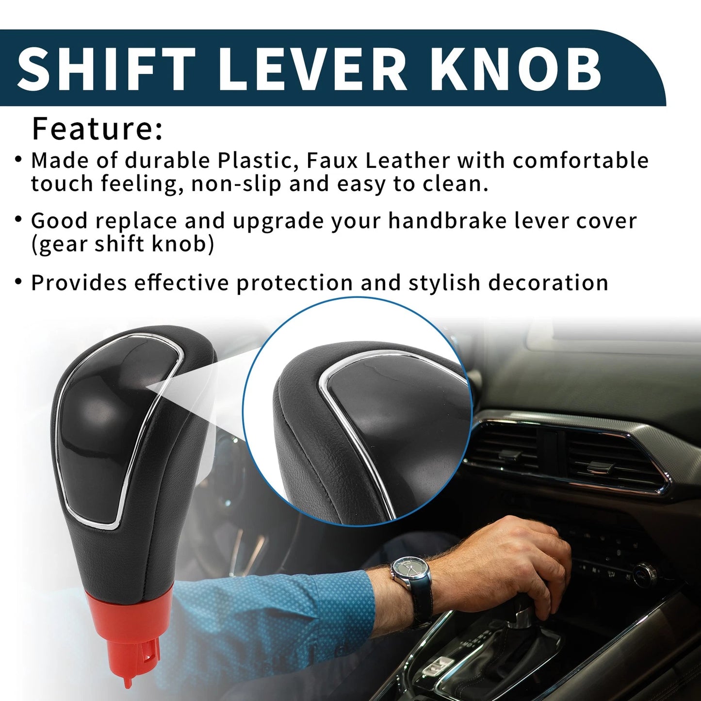 Automatic Gear Shifter Knob for Ford Kuga 2008-2012 - Plastic Faux Leather Black