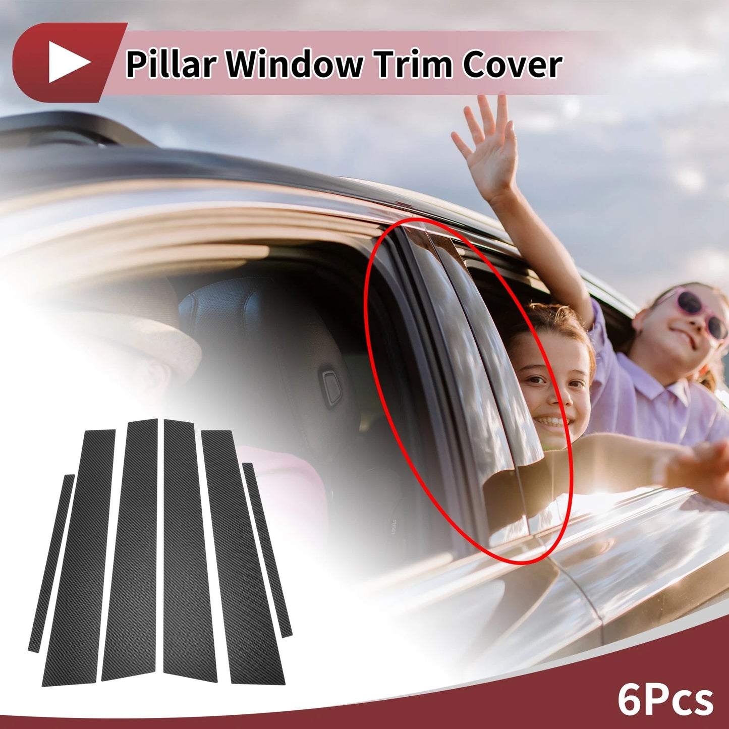 6 Pcs Carbon Fiber Car Door Pillar Window Trim for Toyota Avalon (2005-2012)