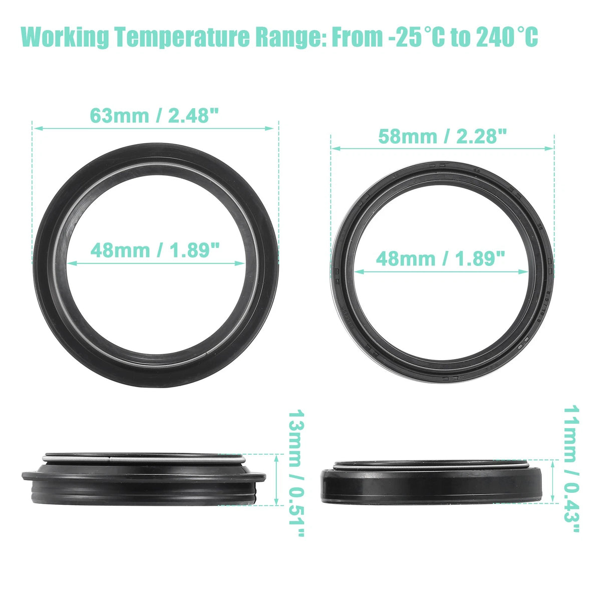 48mmx58mm Front Fork Shock Oil Dust Seal Set for KAWASAKI KLX450R
