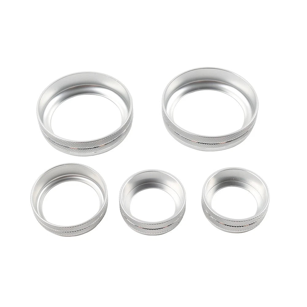 5 x Silver AC Headlight Radio Switch Knob Rings for Ford Maverick (2022-2023)