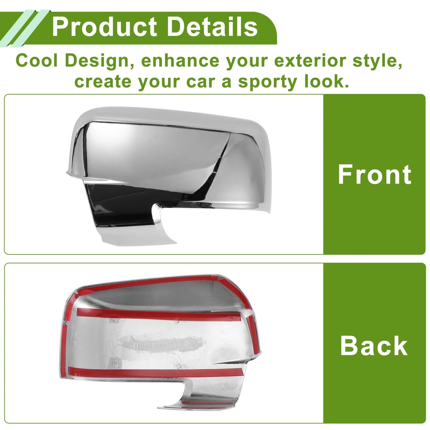 Left/Right Mirror Cover Cap Replacement Electroplating Color for Dodge