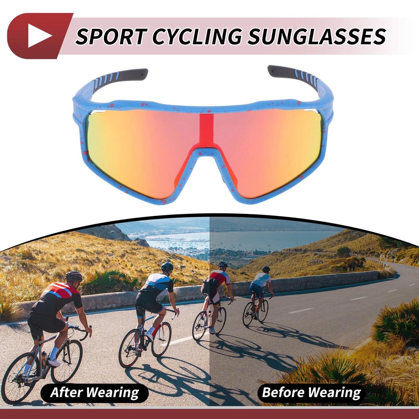 Motorcycle Riding Goggles Red Lens Blue Purple Red Frame Tri-Acetyl Cellulos PC