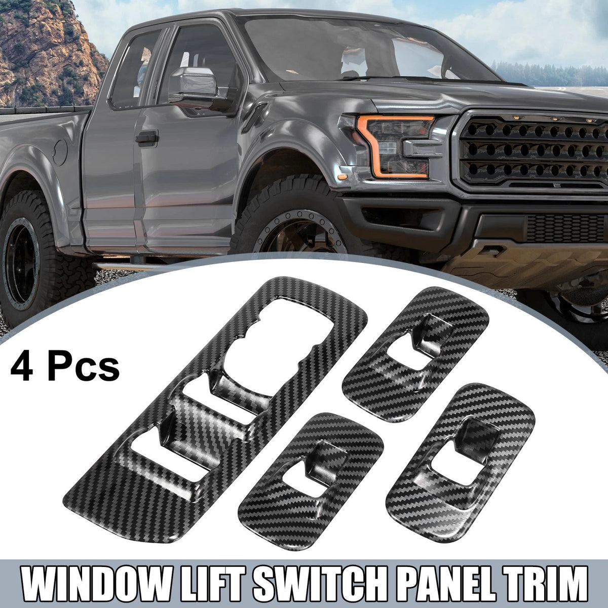 4 x Car Window Lift Switch Panel Trim Covers for Ford F150 (2015-2018)