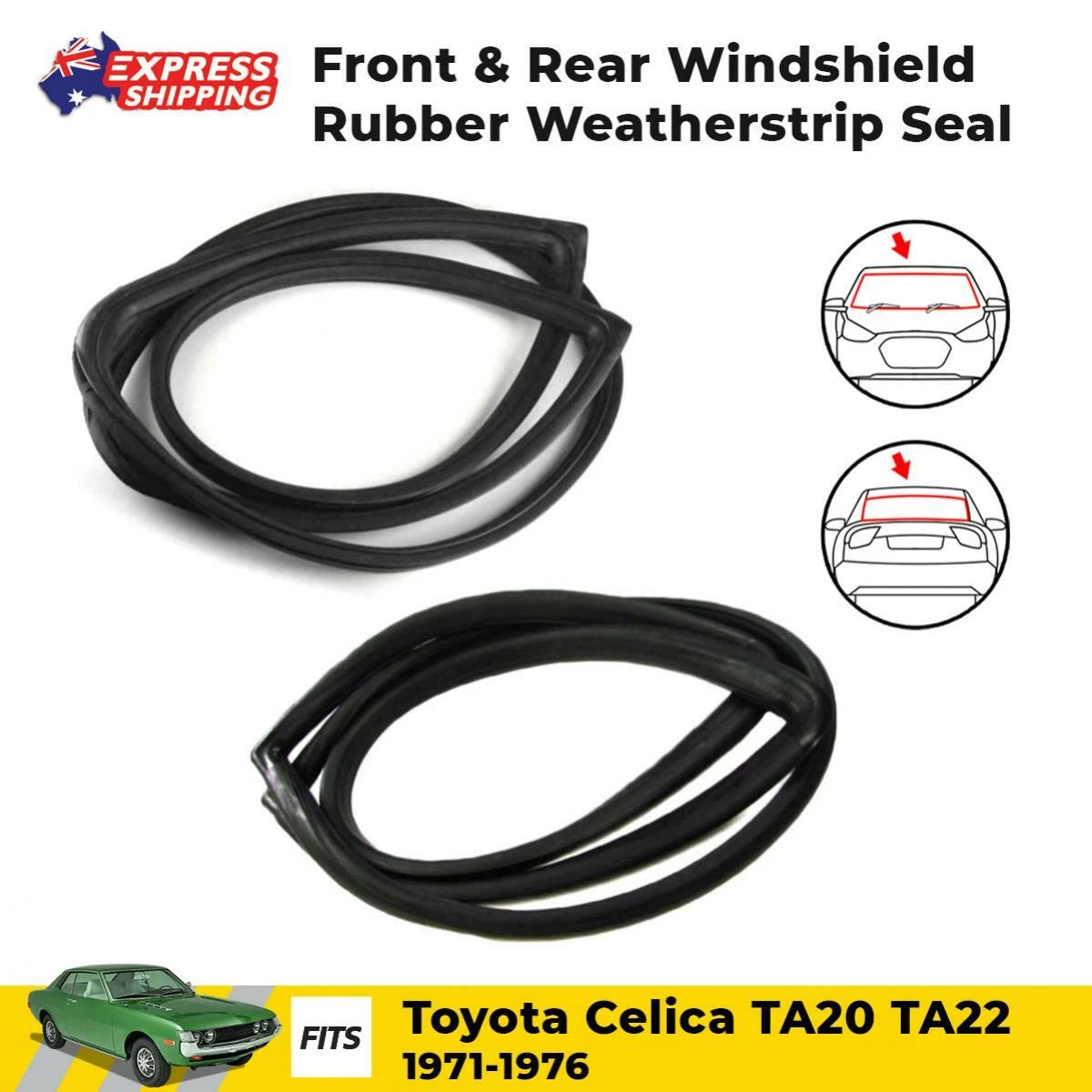 Windshield Rubber Front Rear 2PC Fits Toyota Celica TA20 TA22 TA23 RA20 RA23 D06