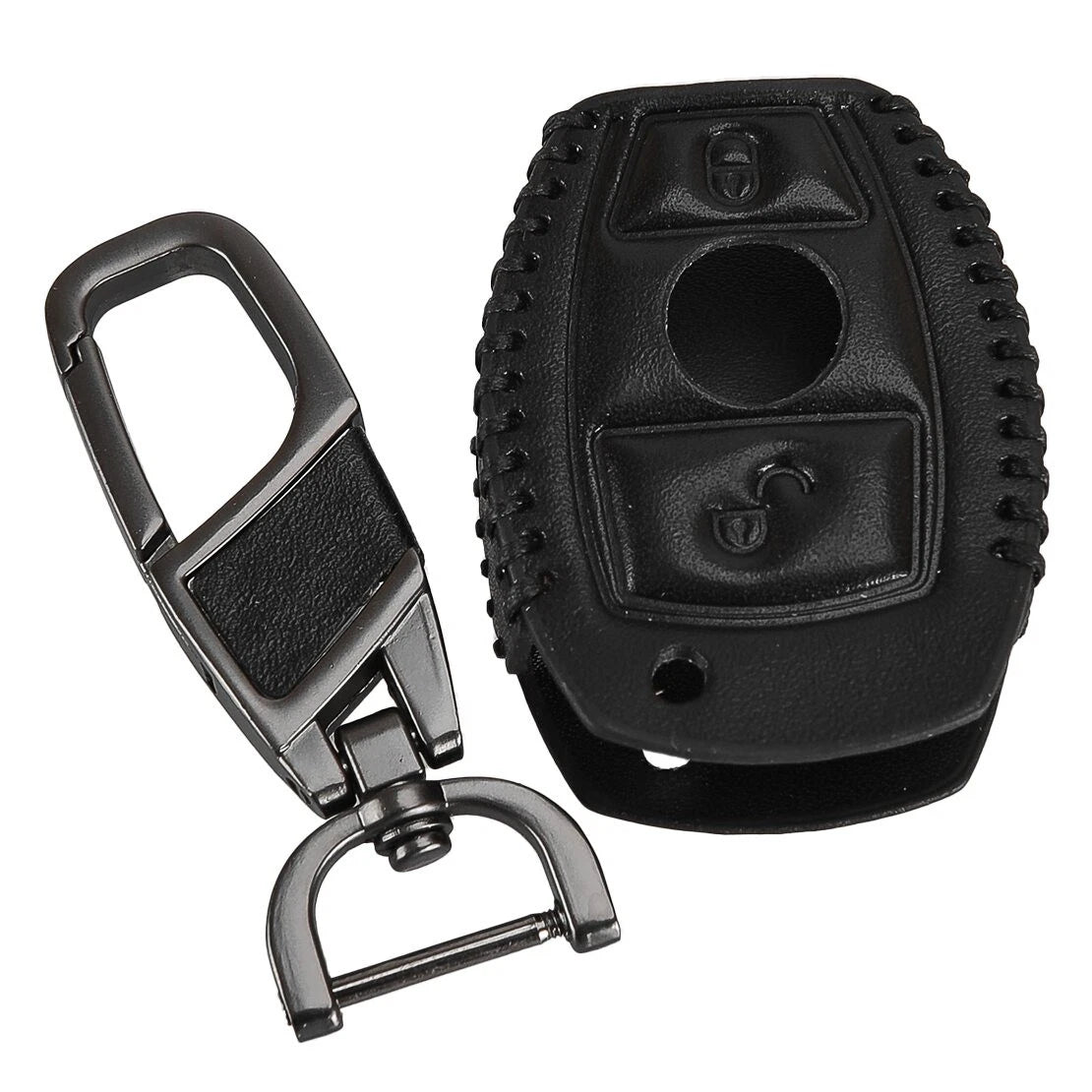 Black PU Leather Key Fob Cover for Benz A B C E G R Class CLS GL