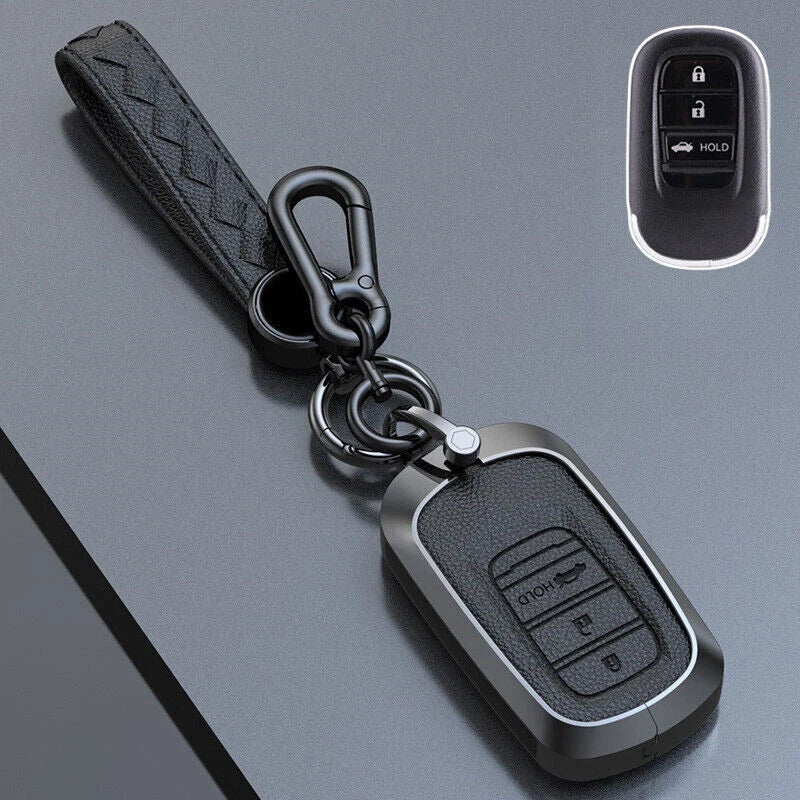 Zinc Alloy Leather Car Remote Key Fob Case Cover for Honda Vezel Accord Civic