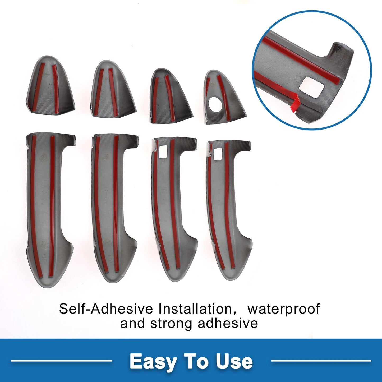 Carbon Fiber Black Door Handle Cover Trim for Ford Fiesta (2011-2019)
