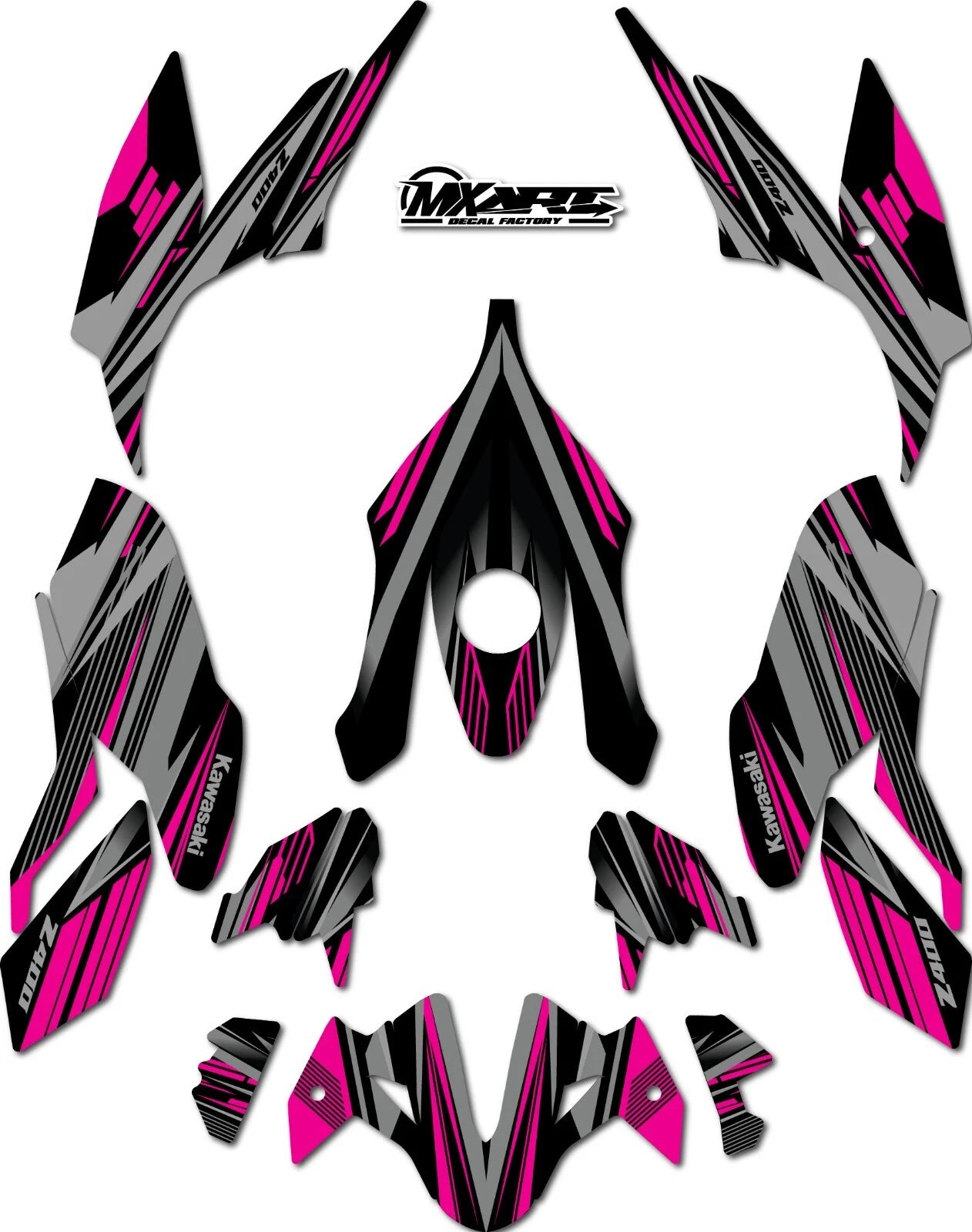 Kawasaki Z400 2017-2023 Strike Pink Graphics Decals Stickers