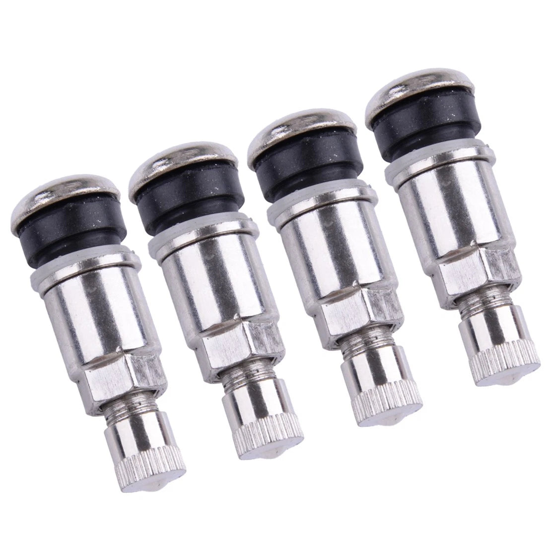 4 x Bolt-in Tubeless Wheel Tyre Valves with Dust Caps for Car & Truck