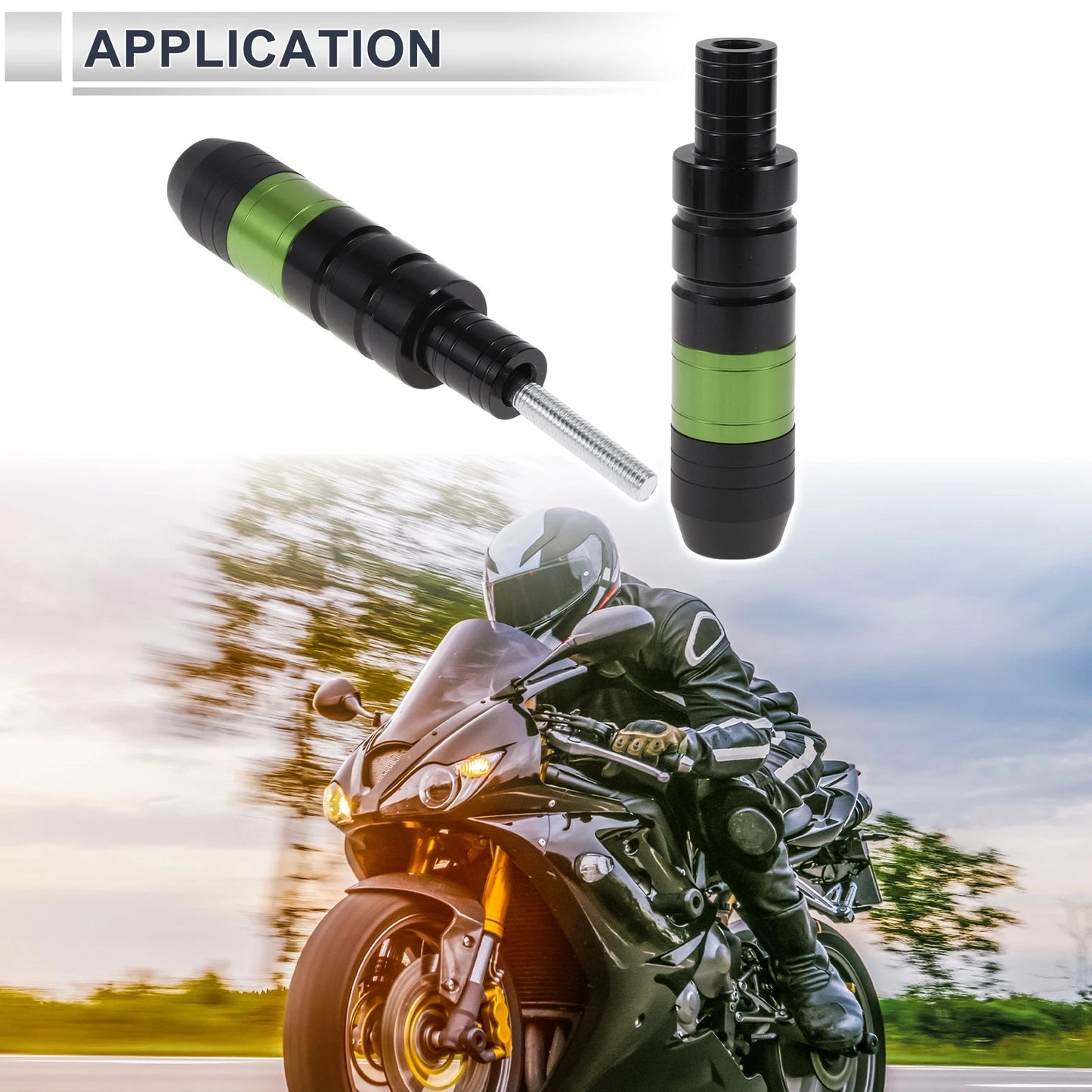 2 x 0.73" Aluminum Alloy Plastic Motorcycle Slider Frame Green for Motorcycle