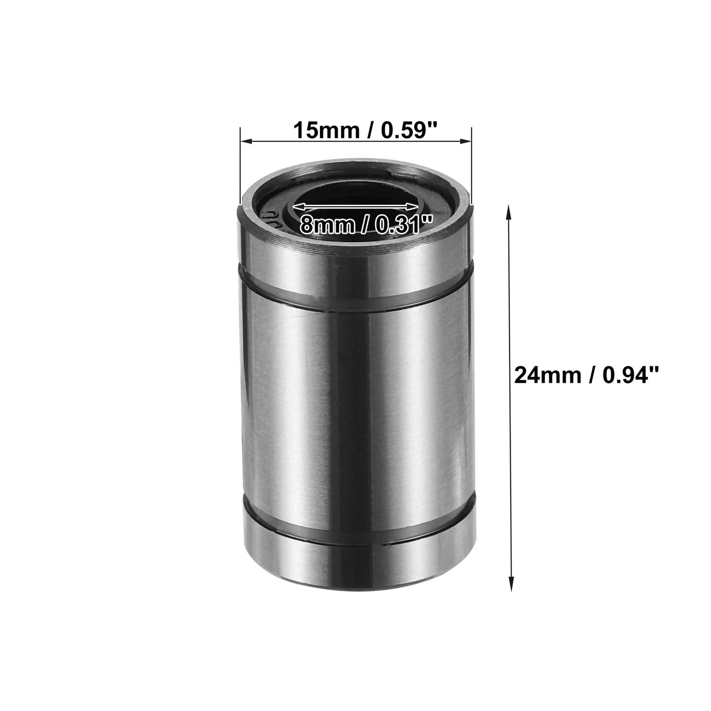 4 x LM8UU 8mm IDx15mm ODx24mm Length Car Linear Ball Bearings Silver Tone