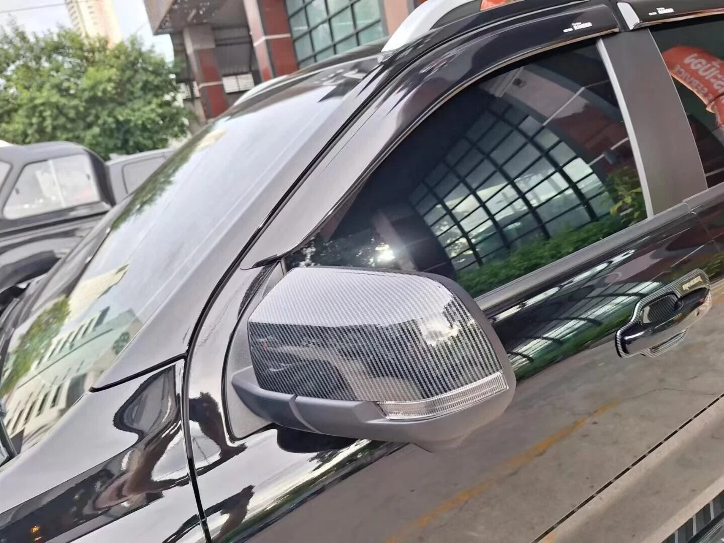 Side Rearview Mirror Lid Carbon Fiber Cover Trim for Ford Ranger (2023)