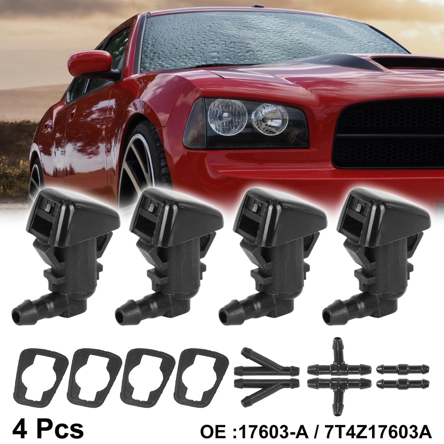 4pcs Front Windshield Washer Nozzles for Ford Edge, Focus (2007-2014)