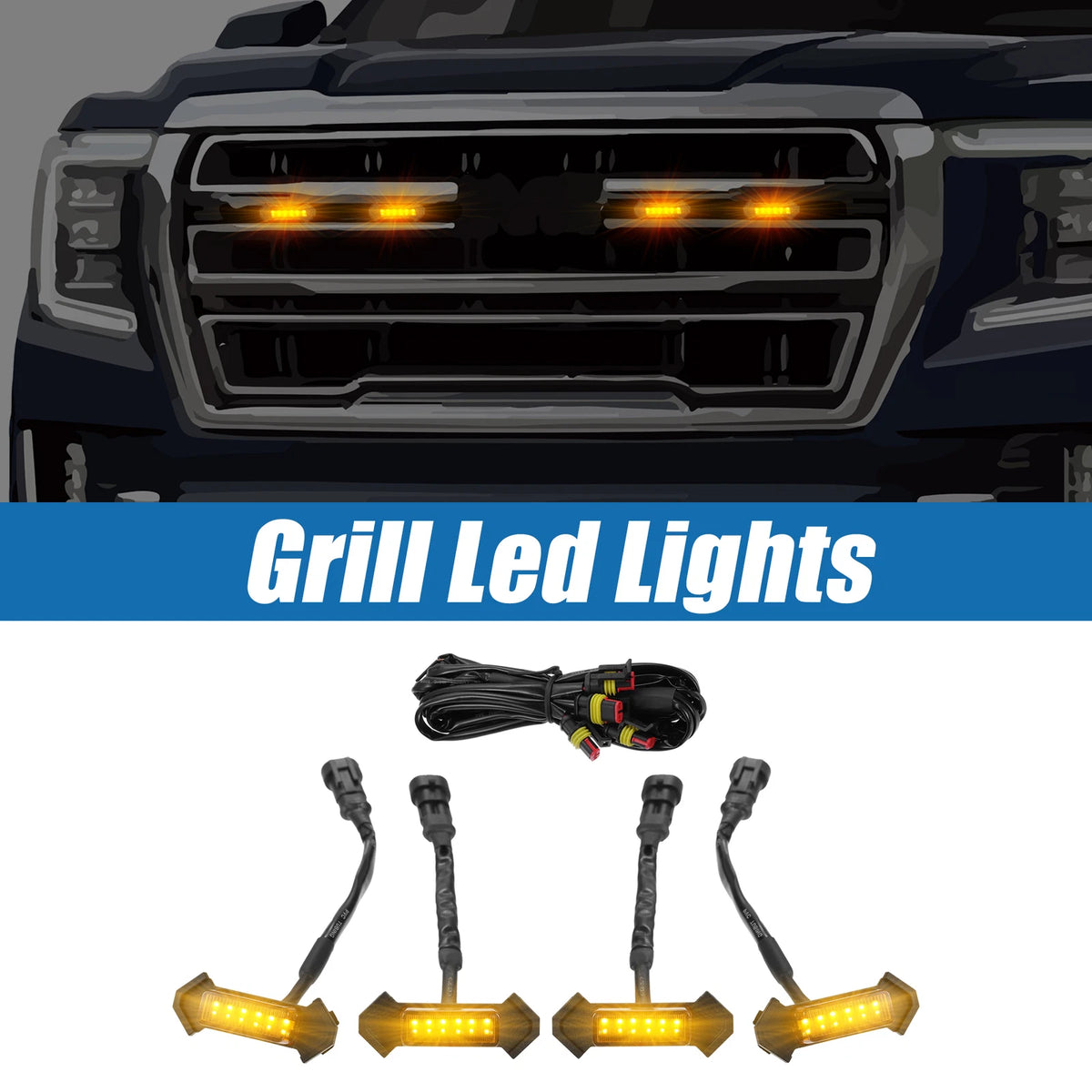 Grill LED Light for Toyota Tacoma TRD PRO 2016-2022 - Amber Lights