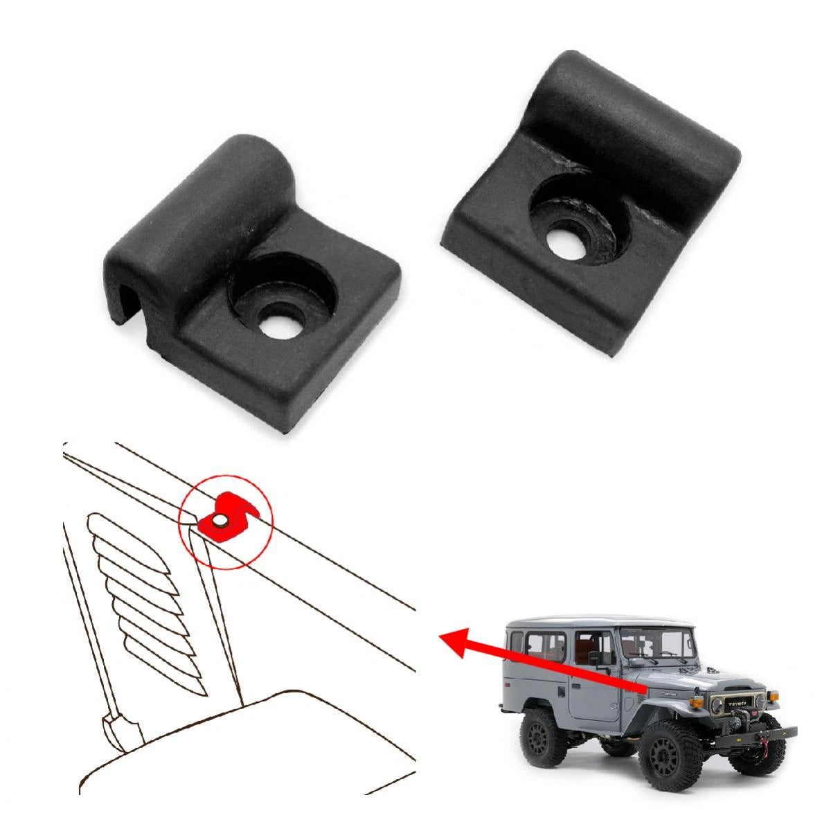 Bonnet Hood Cushion Rubber Pair Fits Toyota Land Cruiser FJ40 FJ45 1975-84 D06