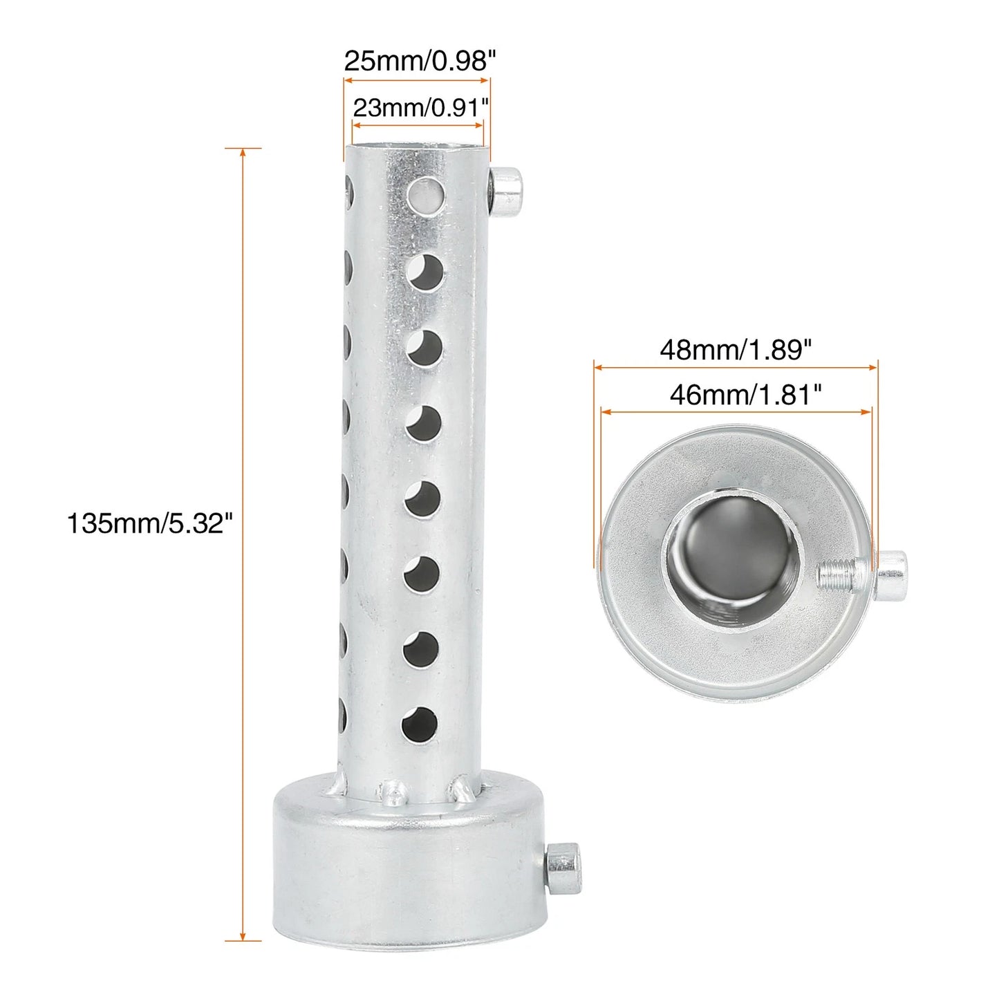 48mm Motorcycle Exhaust Pipe Baffle Muffler Silver Tone for Universal