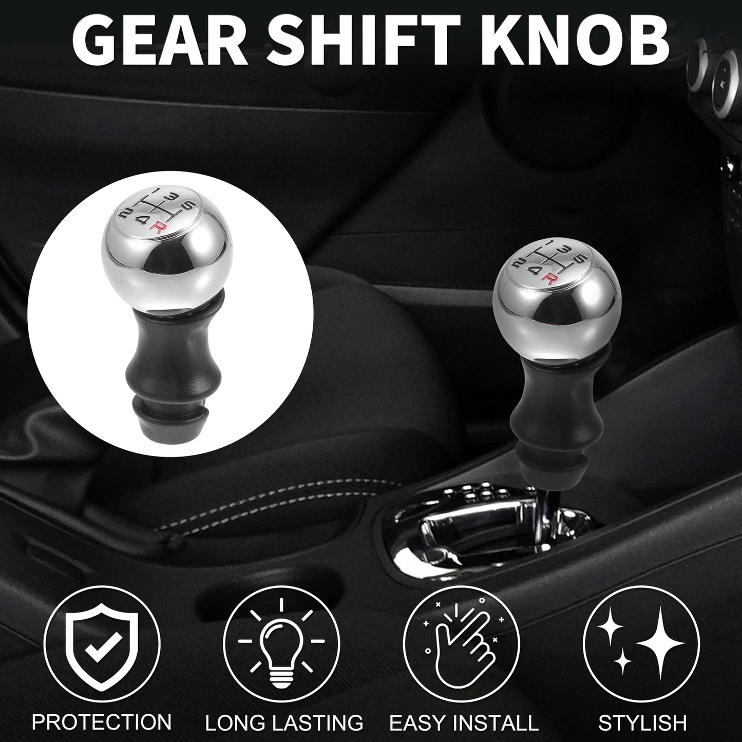 5 Speed Manual Gear Shifter Knob for Peugeot 106 (1991-1996) Chrome Red