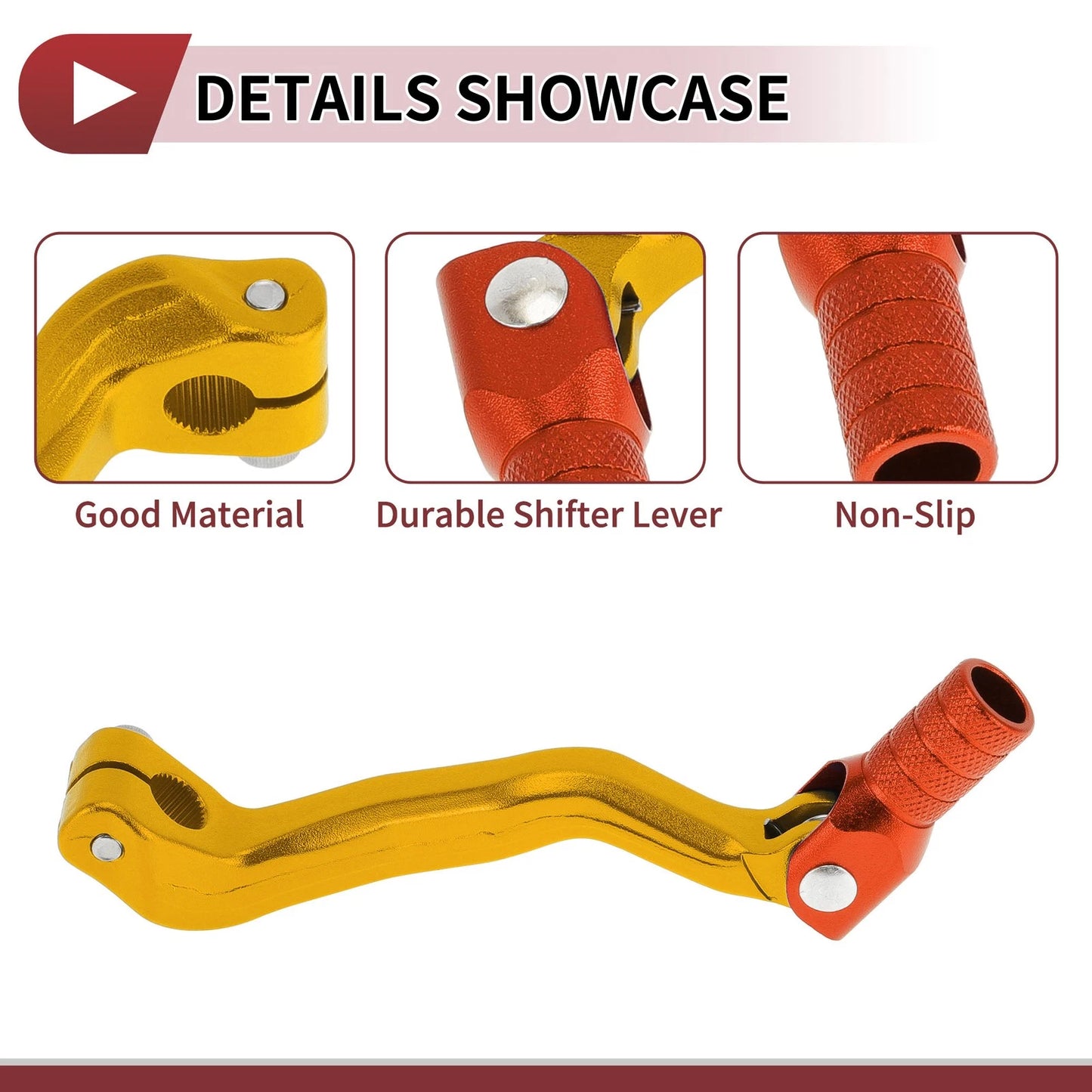 Folding Motorcycle Gear Shifter Lever for Bosuer M4 Gold Tone Orange Head