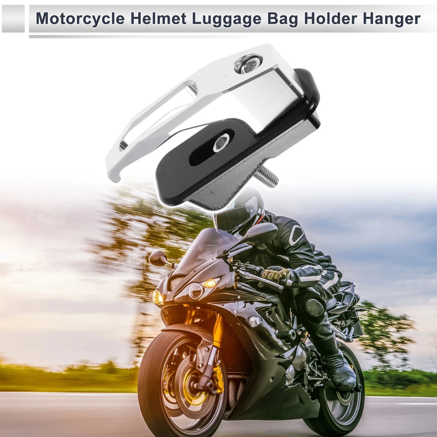 Square Aluminum Alloy Motorcycle Hanging Hook 1 Set Silver Tone 78mm Length